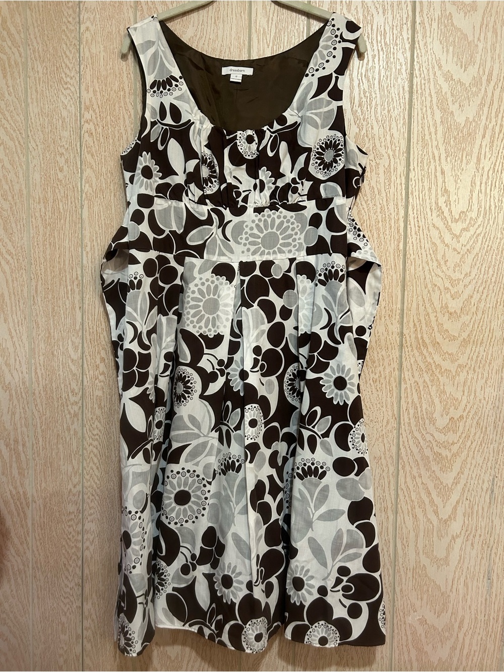 dressbarn Brown and White Floral Sleeveless Dress